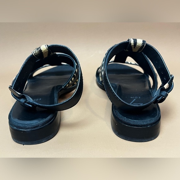 Naturalized 27 EDIT Elva calf hair and Leather Sandals Black and Brown size 9 - Picture 7 of 9